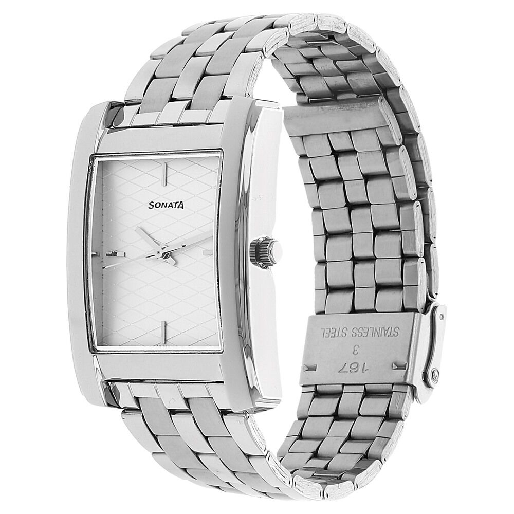 Buy Online Sonata Quartz Analog Silver Dial Stainless Steel Strap Watch for Men nr7953sm01w Titan