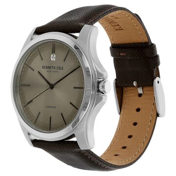 Kenneth Cole Quartz Analog Grey Dial Leather Strap Watch for Men