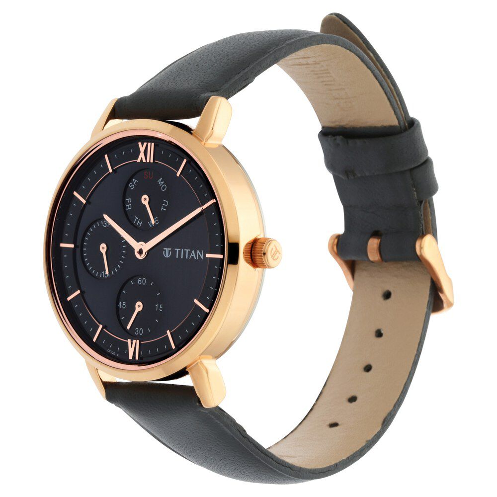 Titan black belt watch hot sale