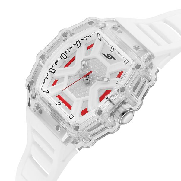 SF Maiden Voyage Sport Watch White Dial And Strap with red accents Tonneau Shaped Case - image number 2