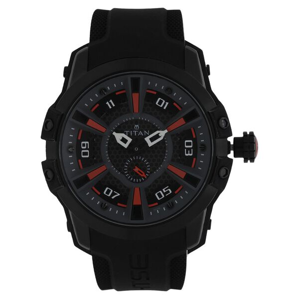 Titan Solar Powered Black Dial Quartz Stainless Steel Strap Watch for Men - image number 0