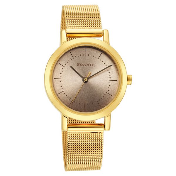 Sonata Essentials Beige Dial Stainless Steel Strap Watch for Women - image number 0