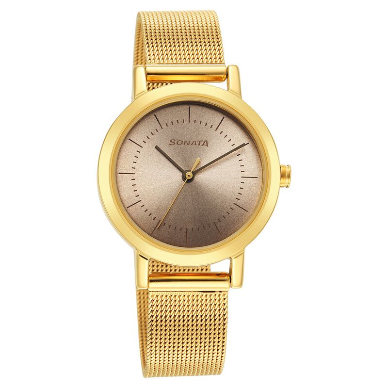 Sonata Essentials Beige Dial Stainless Steel Strap Watch for Women - image number 0