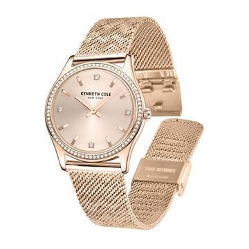 Kenneth Cole Quartz Analog Rose Gold Dial Stainless Steel Strap Watch for Women