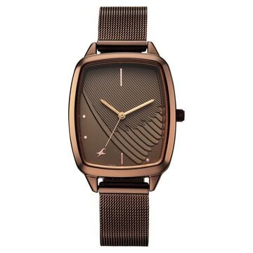 Fastrack Wild Quartz Analog Brown Dial Brown Stainless Steel Strap Watch For Girls