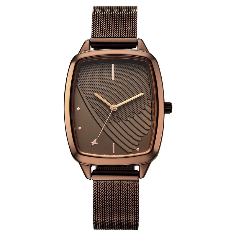 Fastrack Wild Quartz Analog Brown Dial Brown Stainless Steel Strap Watch For Girls