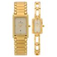 Titan Quartz Analog with Date Champagne Dial Stainless Steel Strap Watch for Couple - image number 0