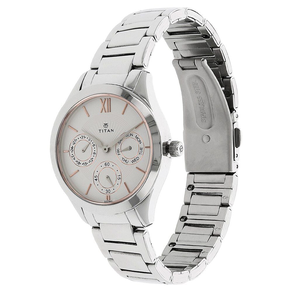 Buy Online Titan Workwear White Dial Women Watch With Stainless