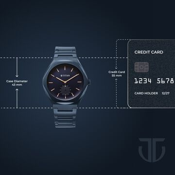 Titan Contour Analog with Small Second and Blue Dial Blue Stainless Steel Strap Watch for Men