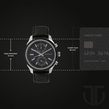 Titan Quartz Multifunction Silver Dial Leather Strap Watch for Men