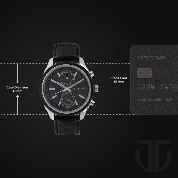 Titan Quartz Multifunction Silver Dial Leather Strap Watch for Men - image number 2