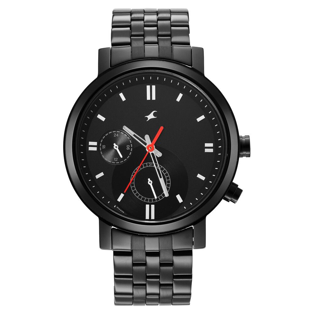 Buy Online Fastrack Tick Tock Quartz Multifunction Black Dial