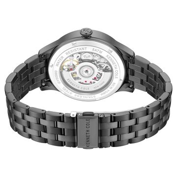 Kenneth Cole Automatic Black Dial Grey Stainless Steel Strap Watch For Men