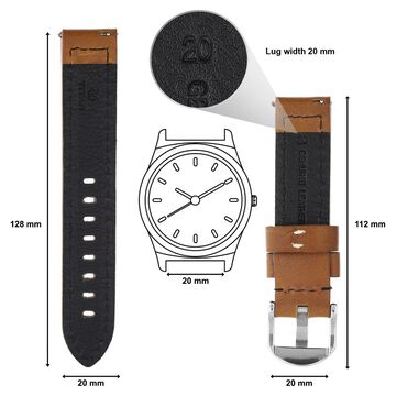 20 mm Brown Genuine Leather Straps for Men