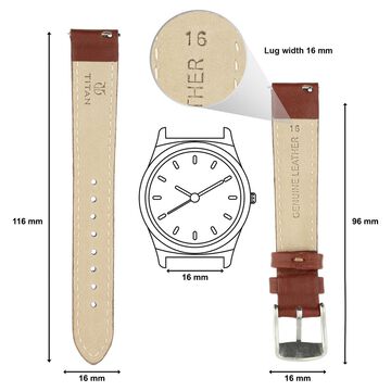 16 mm Tan Genuine Leather Strap for Women