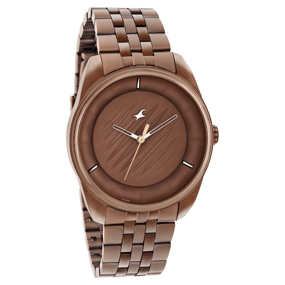 Buy Online Fastrack Crush Quartz Analog Brown Dial Stainless Steel Strap Watch for Guys 3300qm01 Titan