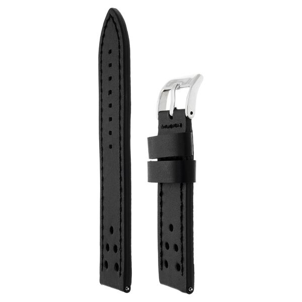 24 mm Black Genuine Leather Straps for Men - image number 2