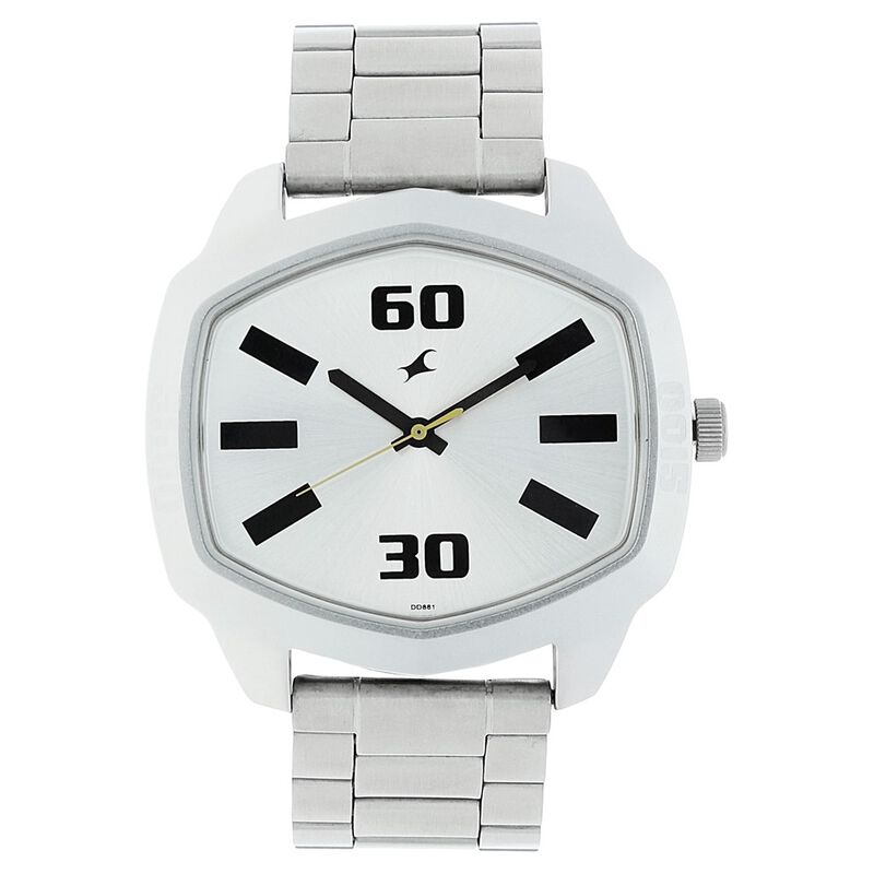 Fastrack Quartz Analog Silver Dial Stainless Steel Strap Watch for Guys