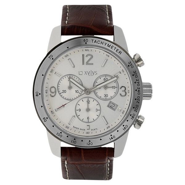 Xylys Swiss Chronograph Red Leather Strap and White Dial Watch For Men - image number 0