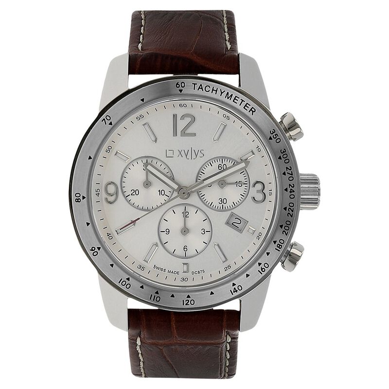 Xylys Swiss Chronograph Red Leather Strap and White Dial Watch For Men
