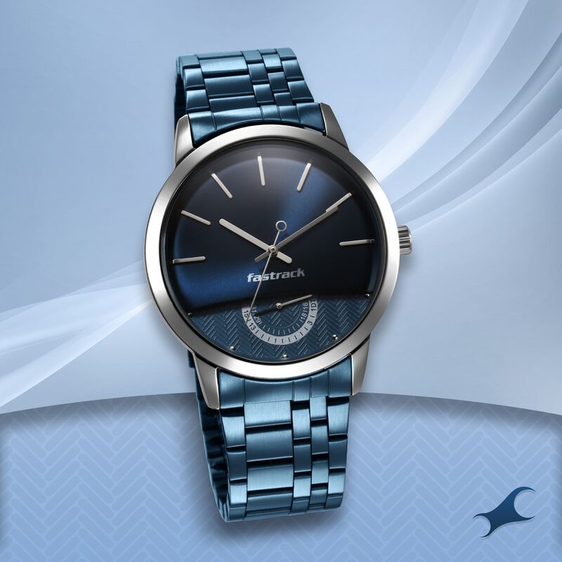 Fastrack Opulence Quartz Analog with Date Blue Dial Stainless Steel Strap Watch for Guys - image number 0