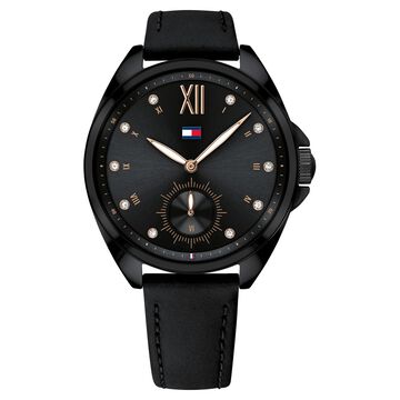 Tommy Hilfiger Quartz Analog Black Dial Leather Strap Watch for Women