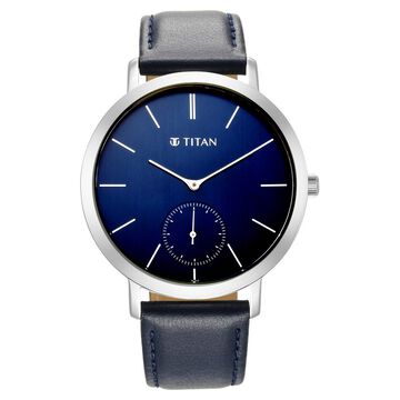 Titan Memento Blue Dial Analog Leather Strap watch for Men