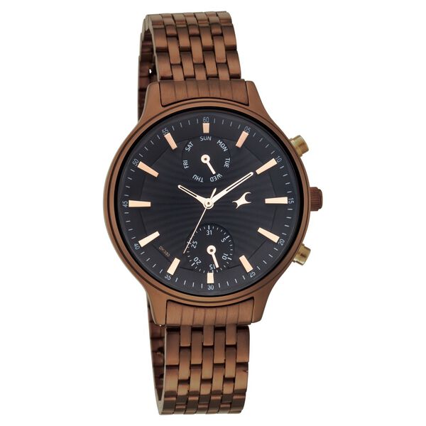 Fastrack Ruffles Quartz Multifunction Black Dial Stainless Steel Strap Watch for Girls - image number 1