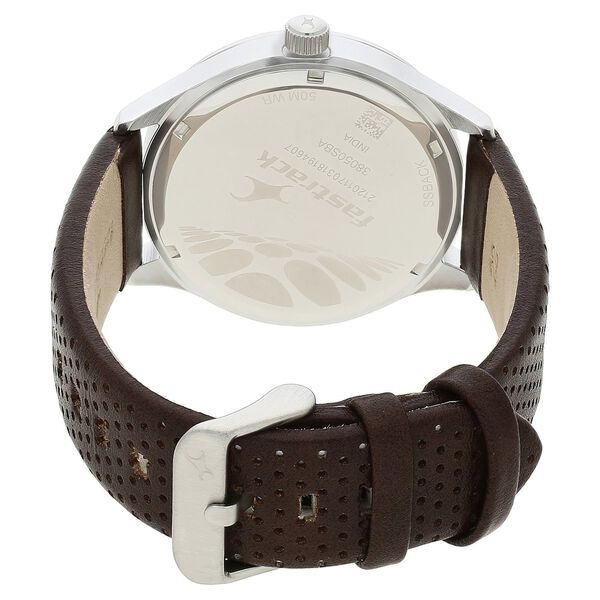 Fastrack Loopholes Quartz Analog with Date Beige Dial Leather Strap Watch for Guys - image number 3