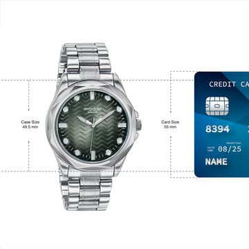 Poze By Sonata Quartz Analog Green Dial Silver Metal Strap Watch For Men