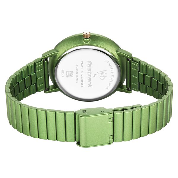 Fastrack Vyb Bliss Quartz Analog Green Dial Metal Strap Watch For Girls - image number 6