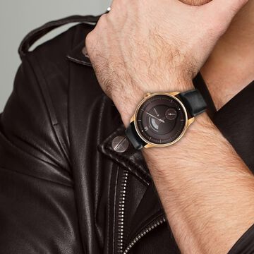 Titan Quartet Brown Dial Analog Leather Strap watch for Men