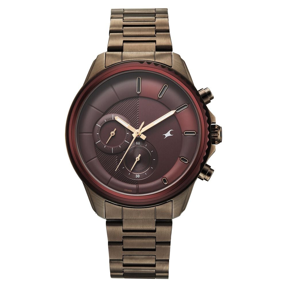 Fastrack Wild Quartz Chronograph Maroon Dial Chrome K Stainless Steel Strap Watch For Guys-image-21