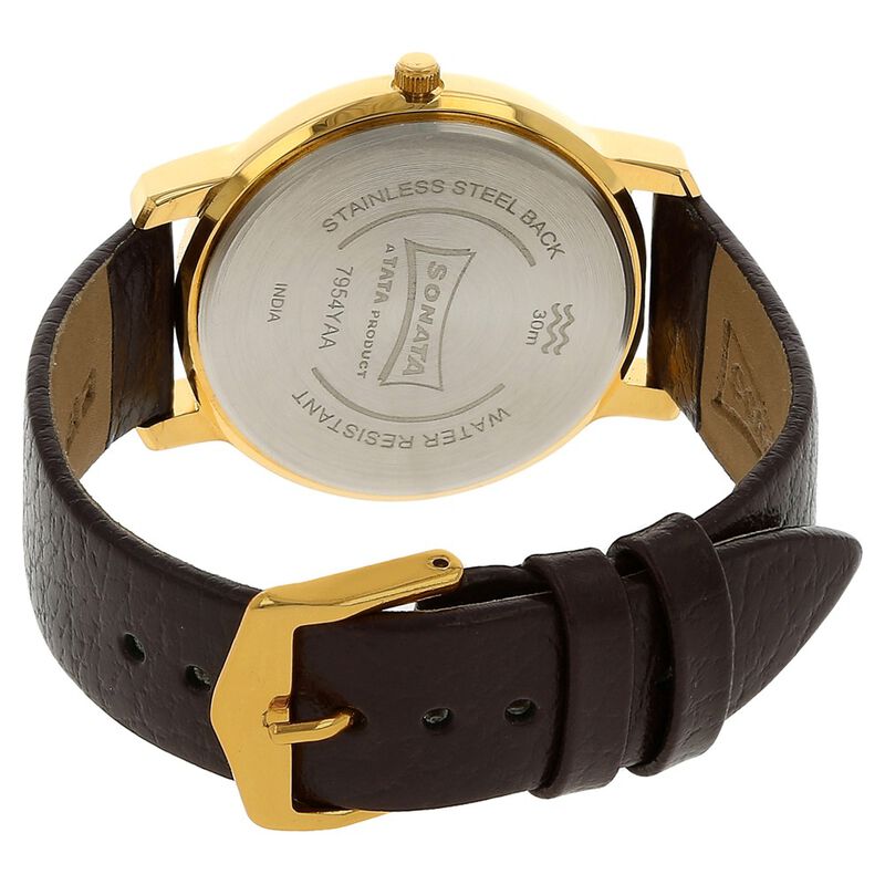 Sonata Quartz Analog Maroon Dial Leather Strap Watch for Men - image number 3