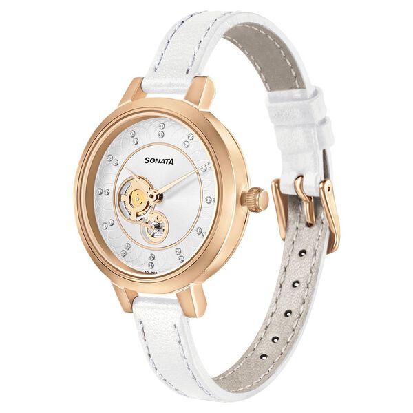 Sonata Unveil Quartz Multifunction Leather Strap Watch for Women - image number 1