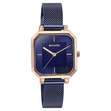 Sonata Modern Edit Quartz Analog Blue Dial Stainless Steel Strap Watch For Women