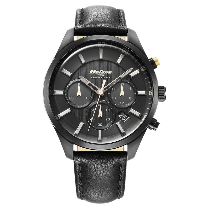 Titan Octane Classic Sporty Black Dial Chronograph Leather Strap watch for Men - image number 2