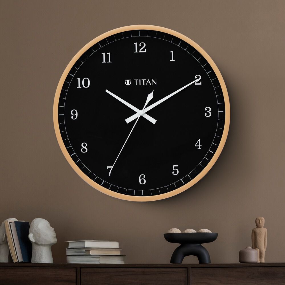 Buy Online Titan Classic Balck Wall Clock with Silent Sweep