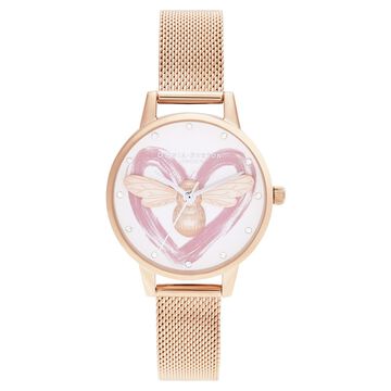 Olivia Burton Quartz Analog White Dial Stainless Steel Strap Watch for Women