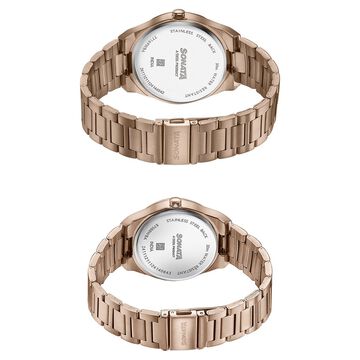 Sonata Wedding Edit Quartz Analog Black Dial Stainless Steel Strap Watch For Pair