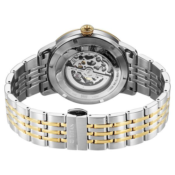 Titan Phoenix Skeletal Automatic Analog with Gold & Steel Dial, Gold & Steel Strap Watch for Men - image number 5