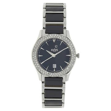 Xylys Swiss Analog with Date Two Toned Stainless Steel And Ceramic Strap Black Dial Watch For Women