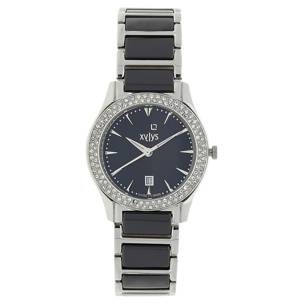 Xylys Swiss Analog with Date Two Toned Stainless Steel And Ceramic Strap Black Dial Watch For Women - image number 0