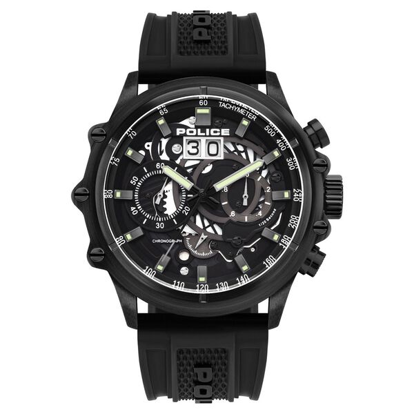 Police Quartz Chronograph Black Dial Silicone Strap Watch for Men - image number 0