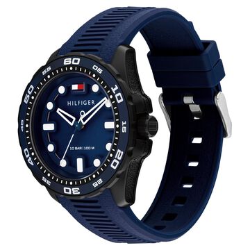 Tommy Hilfiger Quartz Analog Blue Dial Blue Silicone Strap Watch For Men