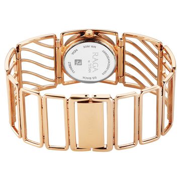 Titan Raga Ethereal Quartz Analog White Mother Of Pearl Dial Rose Gold Stainless Steel Strap Watch For Women