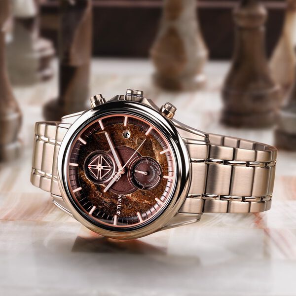 Titan Grandmaster Brown Dial Chronograph Stainless Steel Strap watch for Men - image number 0