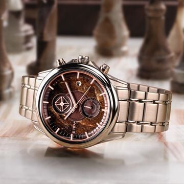 Titan Grandmaster Brown Dial Chronograph Stainless Steel Strap watch for Men