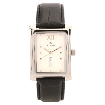 Titan Special White Dial Analog with Day and Date Leather Strap Watch for Men