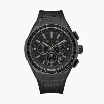 Cerruti 1881 Quartz Chronograph Black Dial Black Silicone Strap Watch For Men